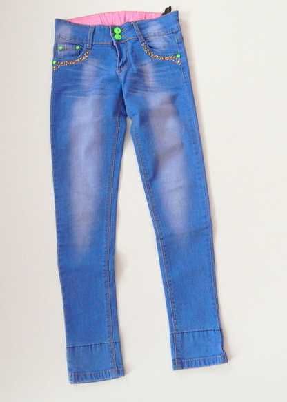 Spodnie jeans wywijane nogawki r. 146