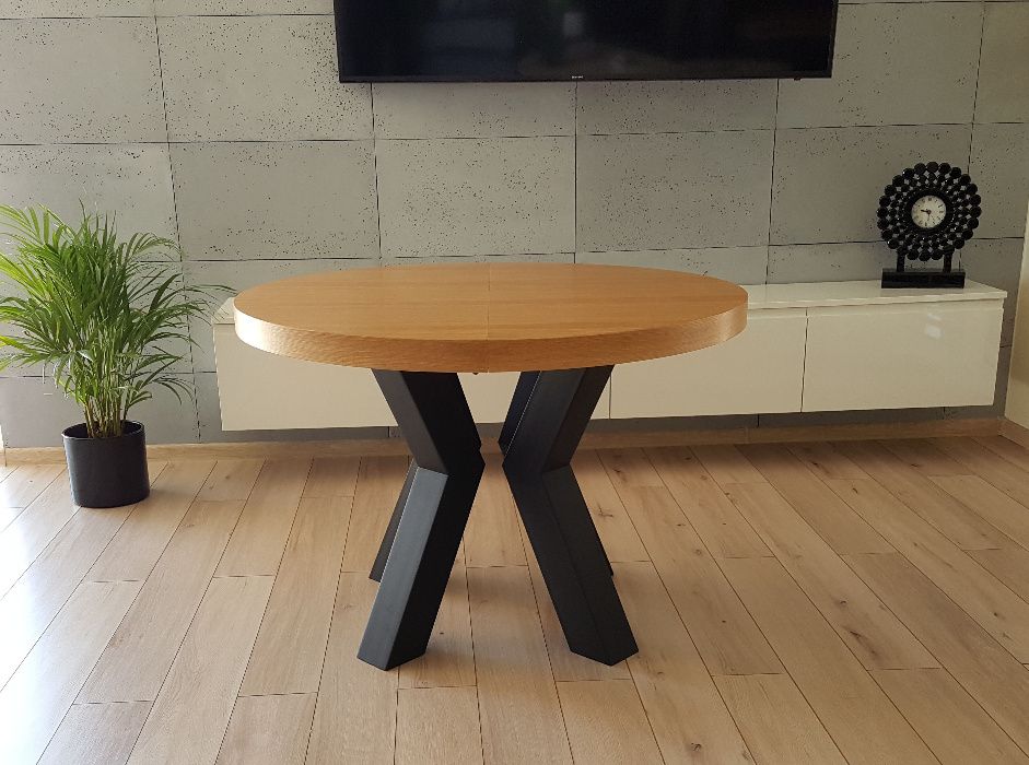 Nowoczesny stół dębowy okrągły rozkładany Loft 3 Dostępny od ręki  !!!