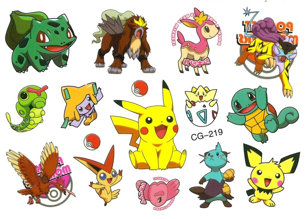 Tatuaże zmywalne dla dzieci Pokemon