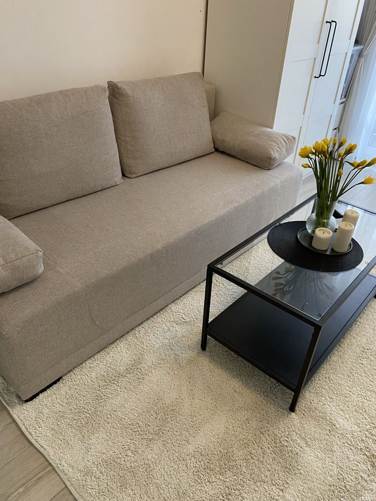 Kanapa sofa z funkcja spania bezowa plus gratis