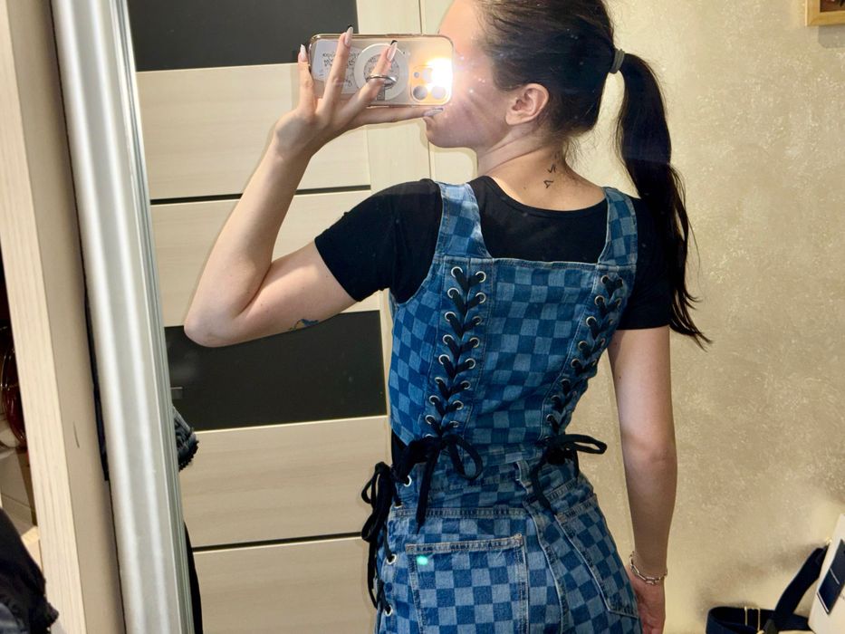 Костюм джинси,топ на замок,спідниця