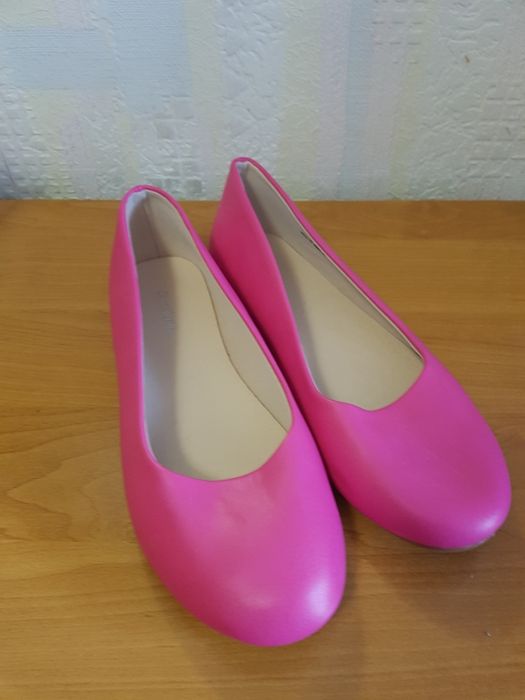 Балетки женские розовые,  кожа