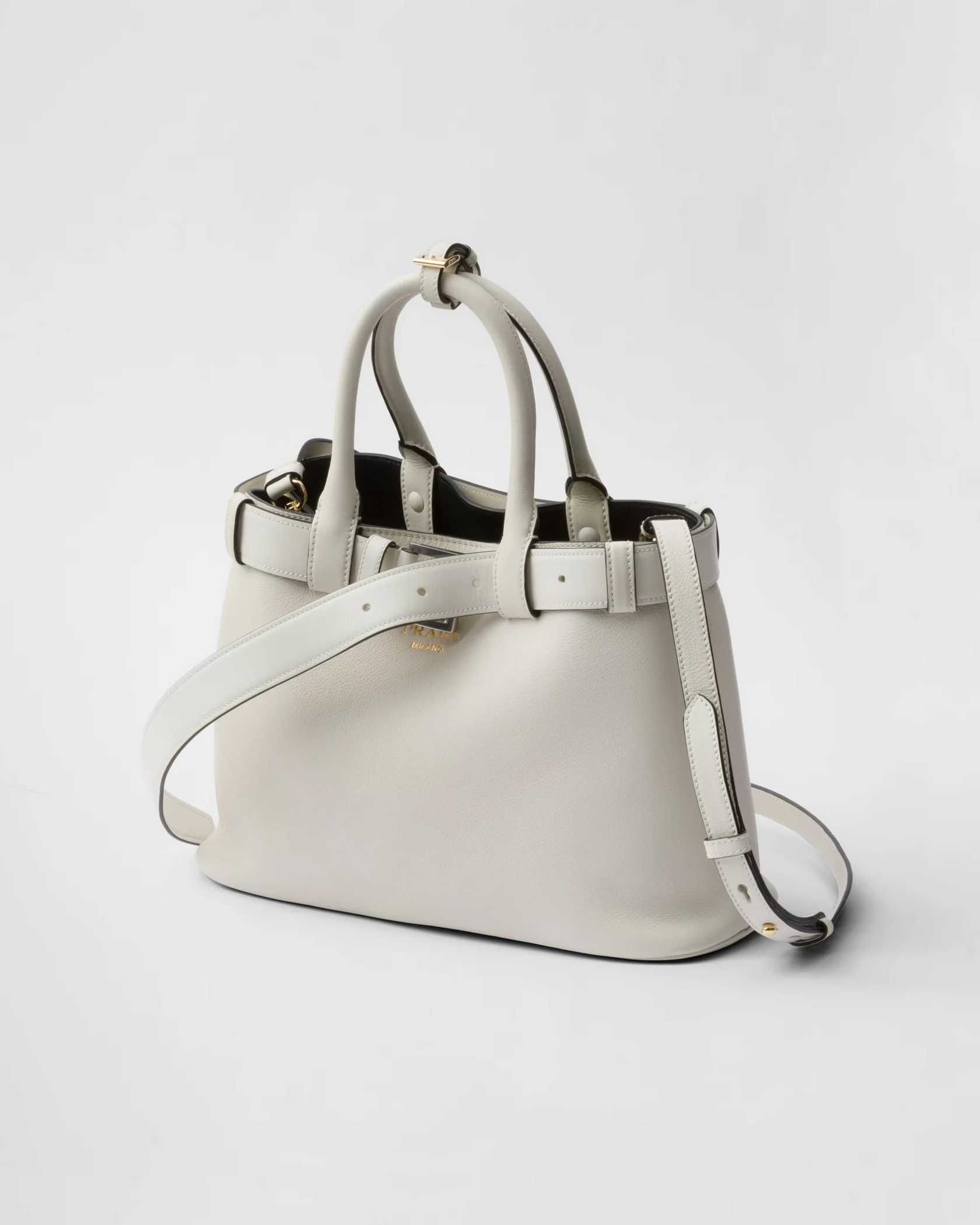 Сумка Prada Buckle Small Leather Handbag with Belt White
