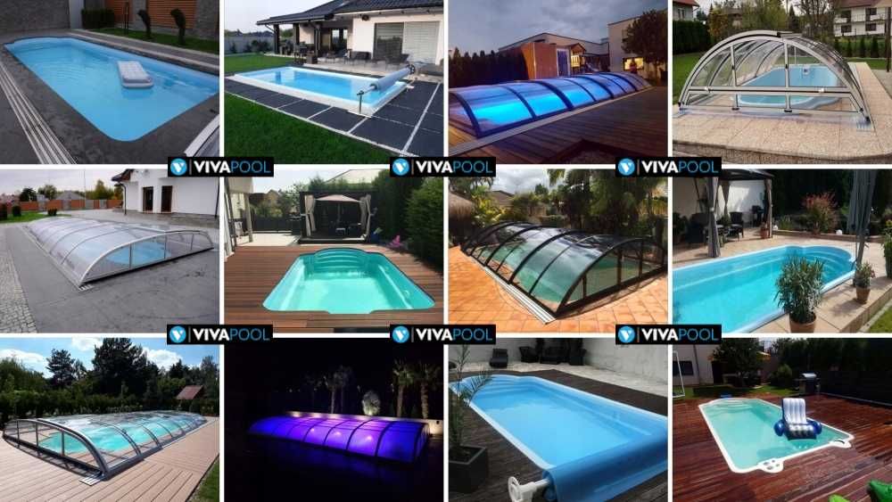 Basen poliestrowy, ogrodowy, wkopywany, zestaw filtracja, LED  komplet