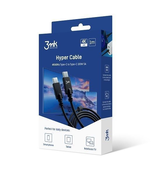 3Mk Hyper Cable Usb-C/Usb-C 4K 60Hz Kabel Czarny 1M 100W