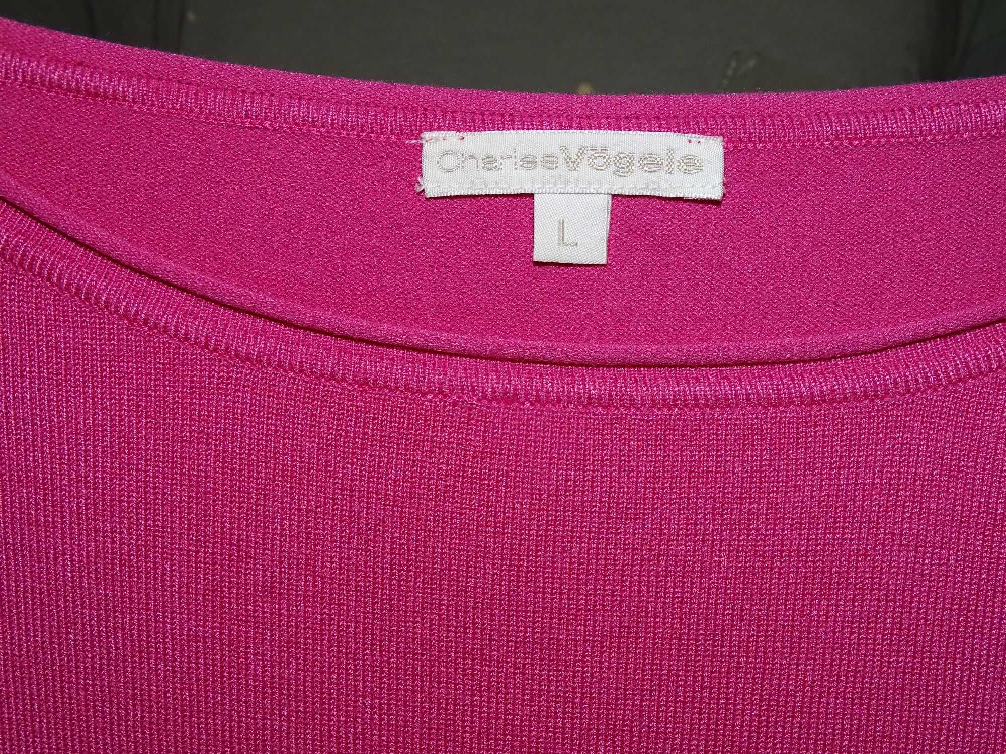 Sweter różowy w paseczki - L