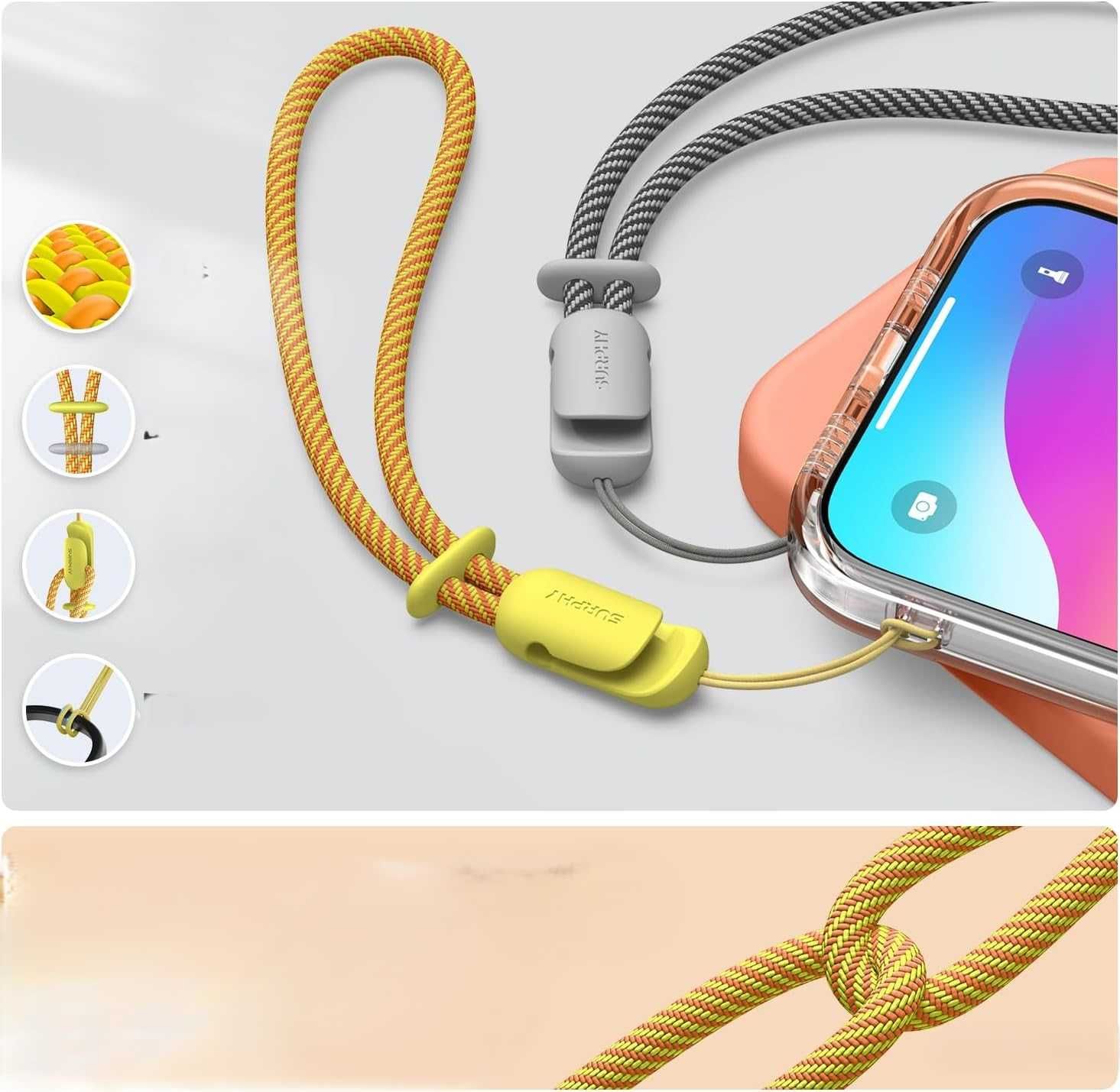 Silikonowe Etui do iPhone 15 Pro z Smyczą Ochraniaczem Ekranu i Aparat