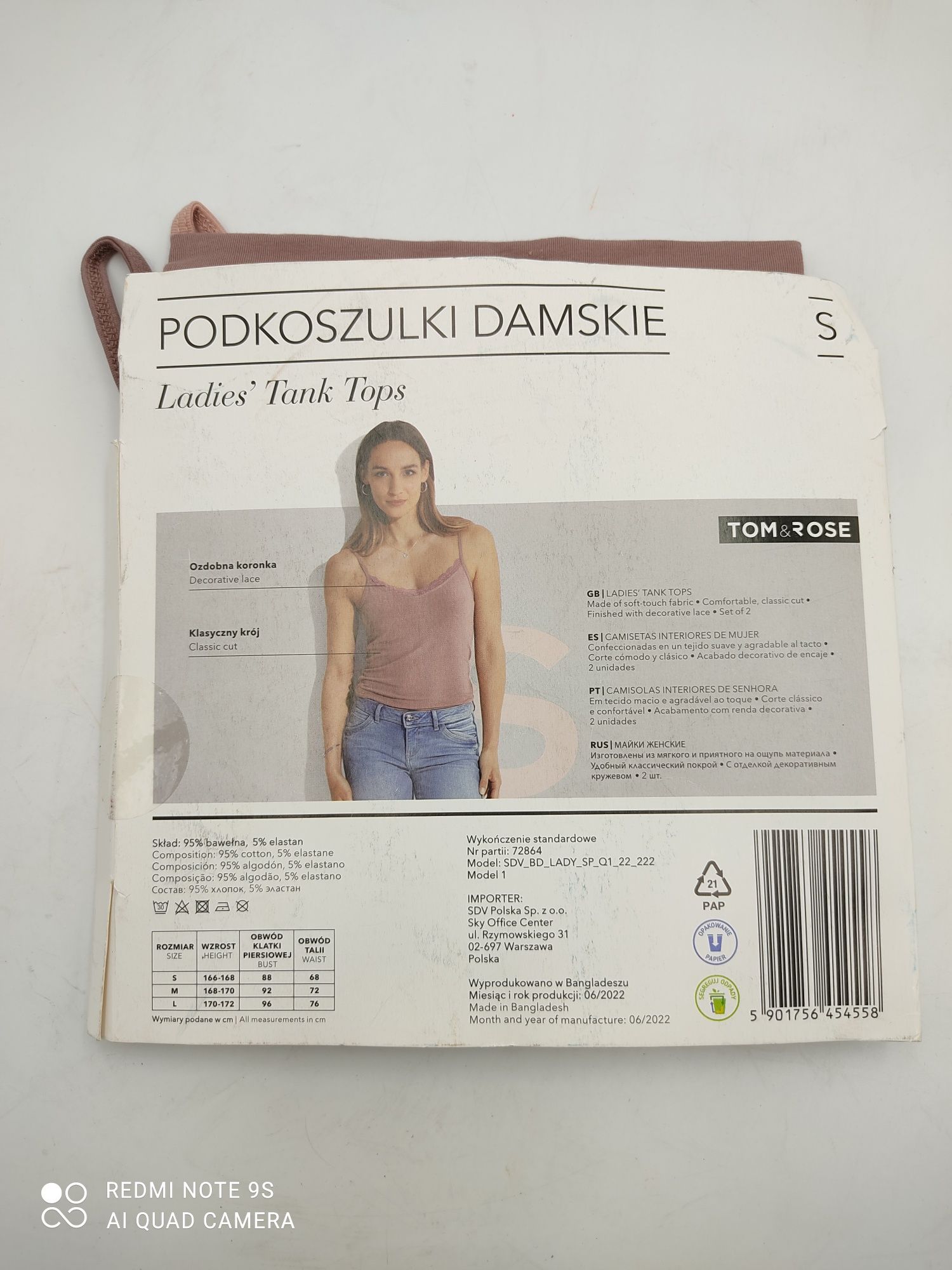 Podkoszulki na szelkach damskie 2 pak ,S