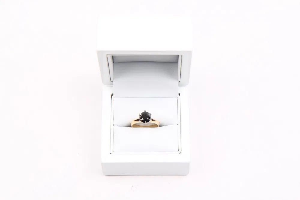 Złoty Pierścionek zaręczynowy naturalny czarny diament 2,24ct brylant
