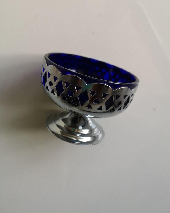 cukiernica kobaltowy wkład vintage PRL