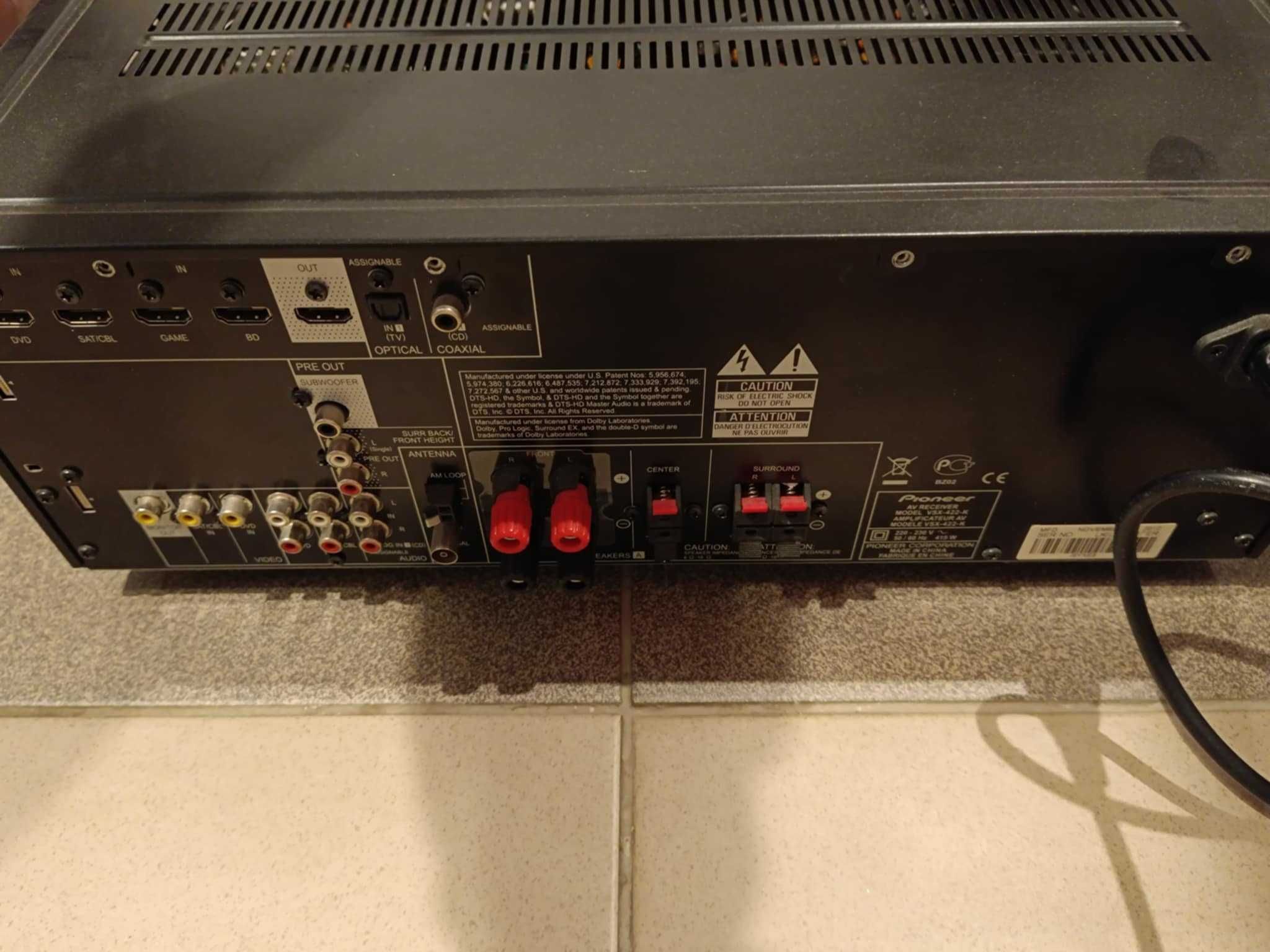 Amplituner kina domowego Pionieer VSX-422 uszkodzony +pilot instrukcje