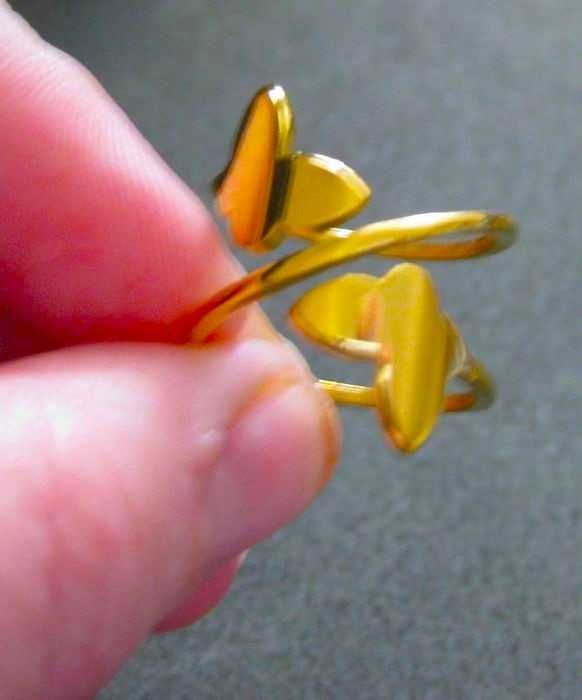 Anel Aço Dourado Ajustavel c/ Flores NOVO