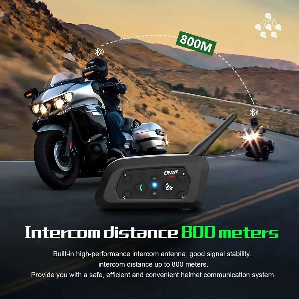 Ejeas v6 pro PLUS intercomunicadores capacete moto 800M Bluetooth NOVO