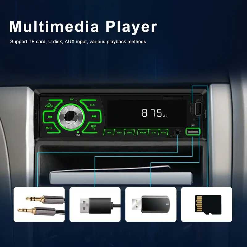 Rádio FM 1DIN, estéreo de áudio digital  MP3 RCA/USB/SD/AUX-IN