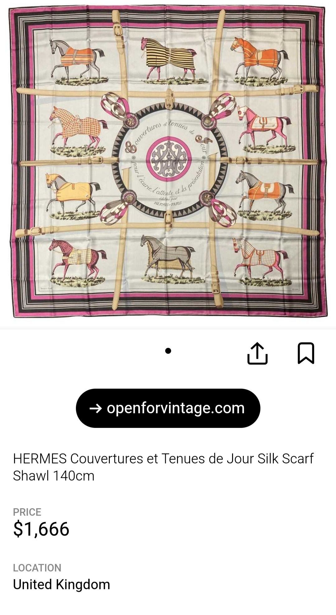 HERMES Couvertures et Tenues de Jour Silk Scarf Shawl 140cm
