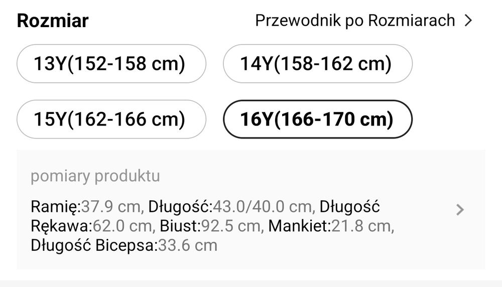 Bolerko roz. z metki 16 lat (roz. S)