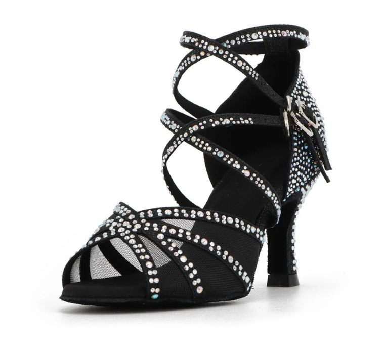 Syrads Damskie buty do tańca latynoskiego z kryształkami Salsa Tango B