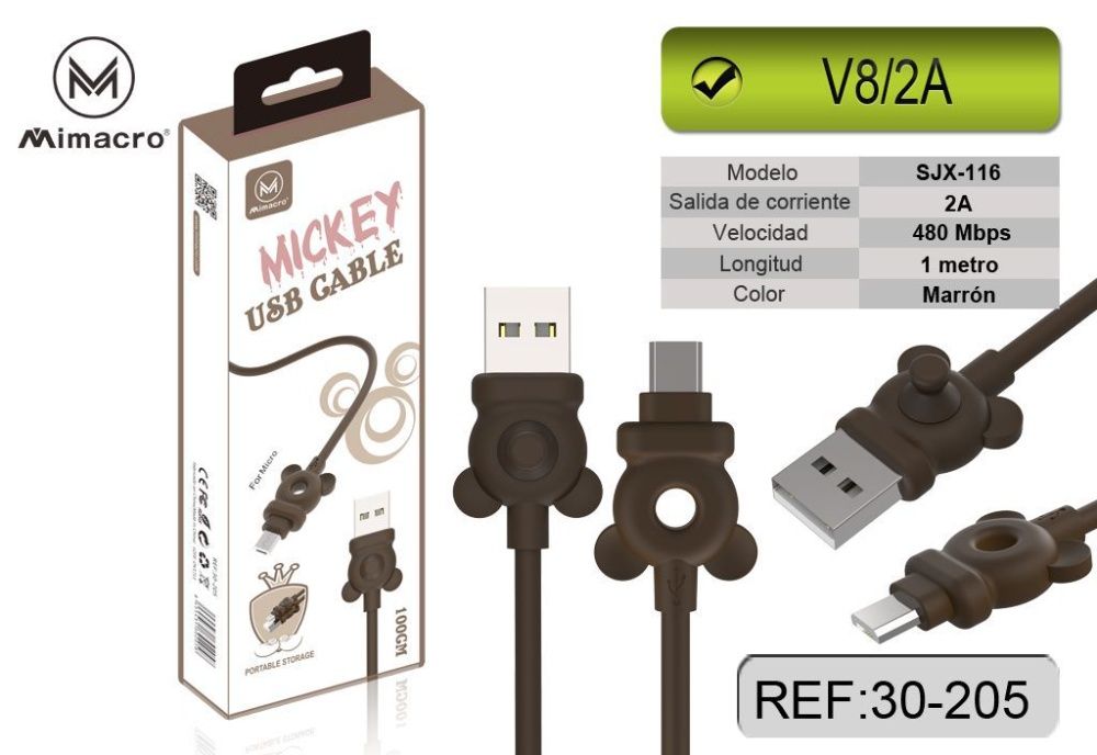 Cabos Micro USB, IOS, TYPE-C Mickey