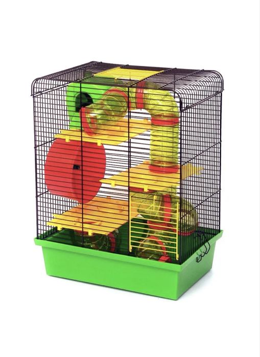 Клетка для хомяка с домиком, трубой, барабаном, б/у