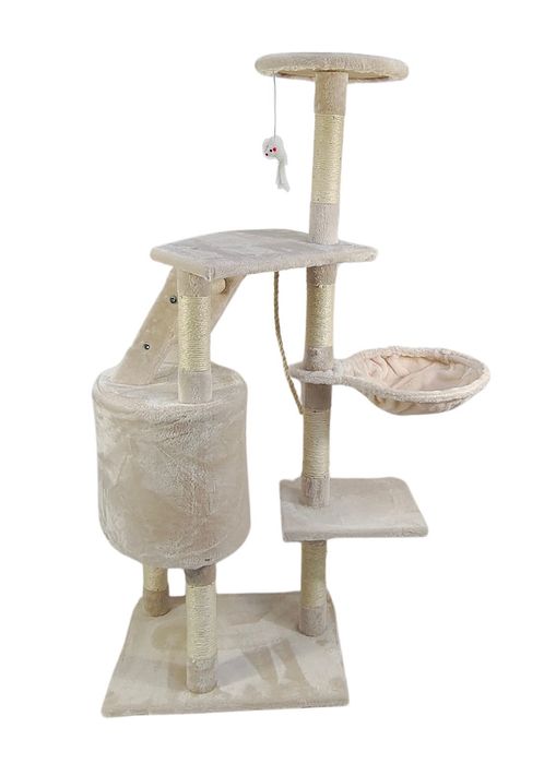 UŻYWANY Drapak dla kota domek drabinka legowisko lina; PH8012-BE 125cm