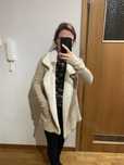 Kardigan dlugi sweter rozpinany z futerkiem cieply XS bezowy esmara
