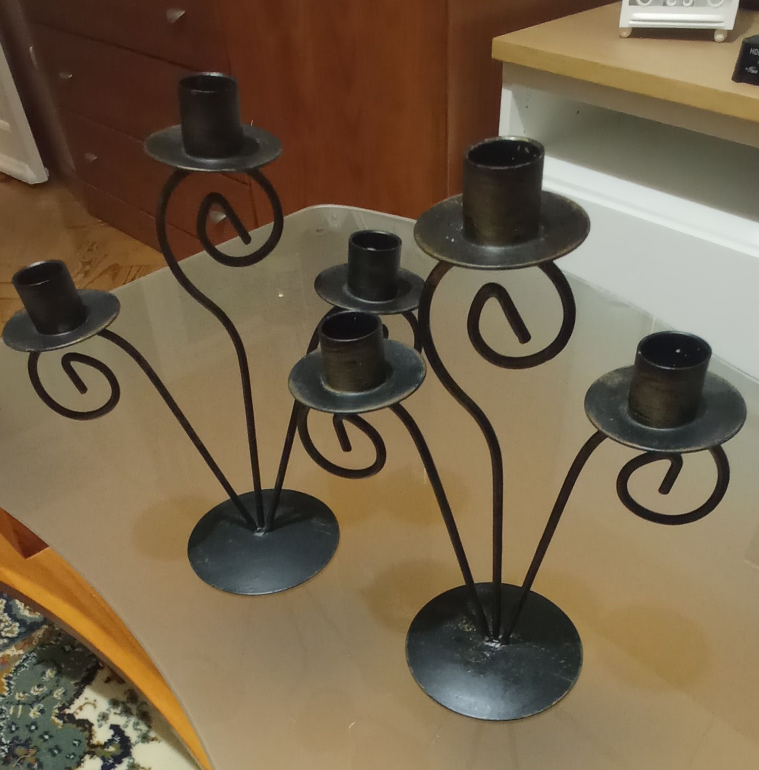 2 candelabros vintage metal preto