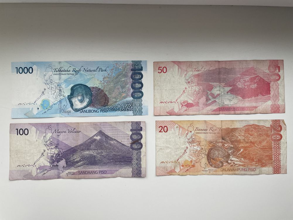 Продам банкноти 20, 50, 100, 100 філіппінських песо