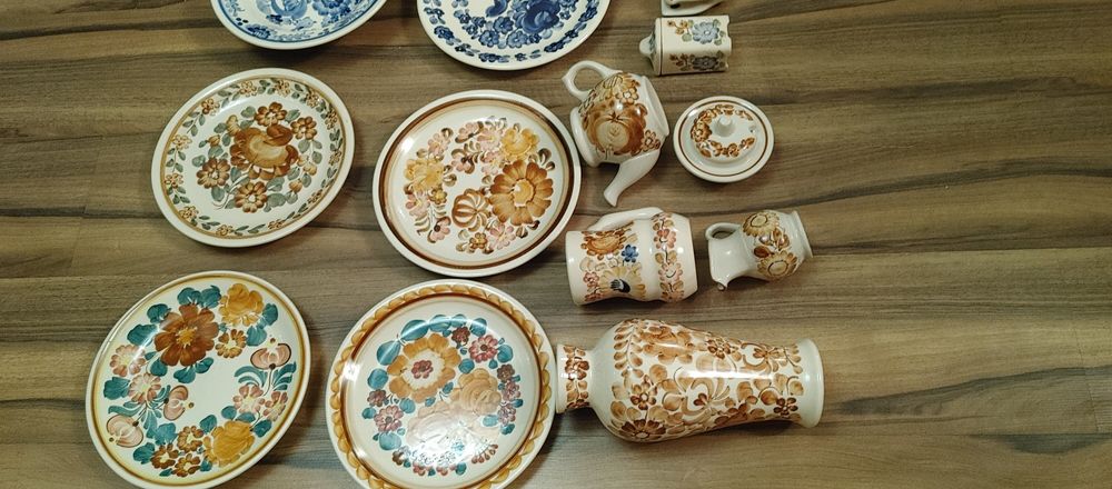 Ceramika Włocławek. talerze . wazon .dzbank. Cukiernica. Solniczka