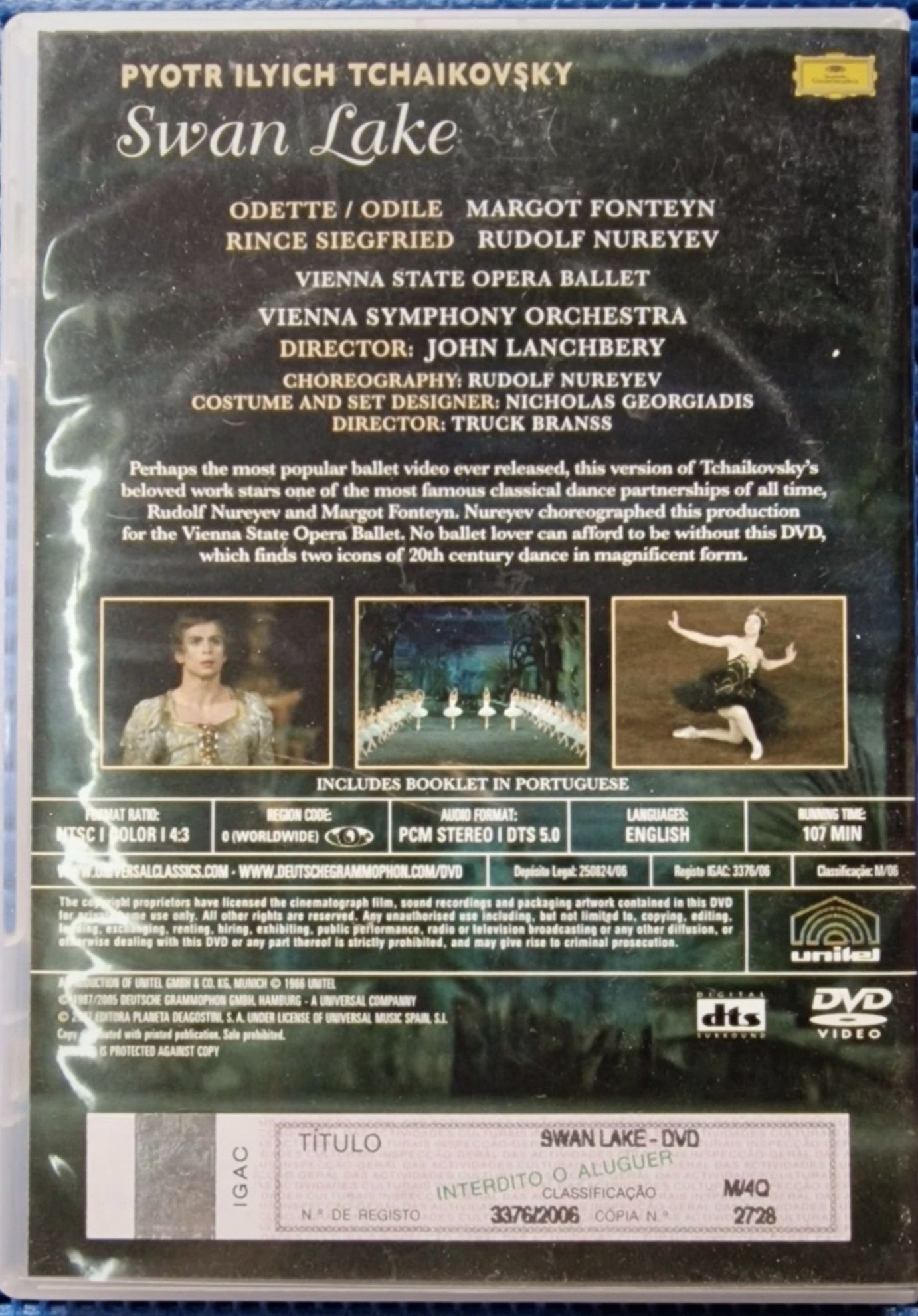 Swan Lake Ballet DVD Filme Tchaikovsky e Booklet ilustrado