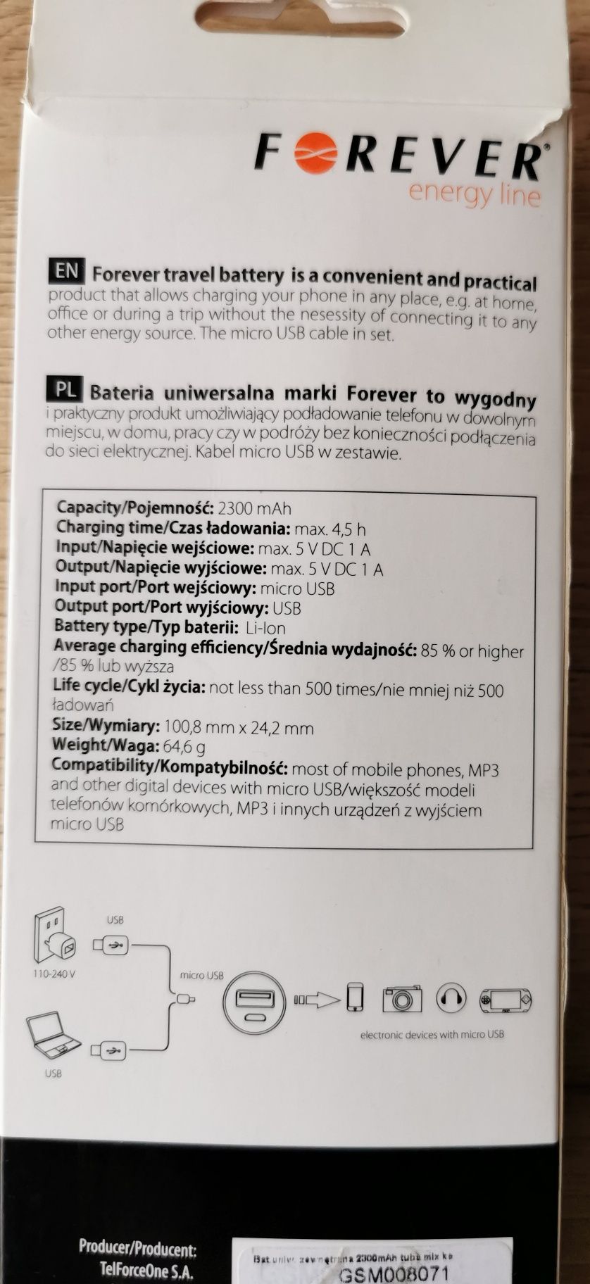 Power bank forever, pudełko używany