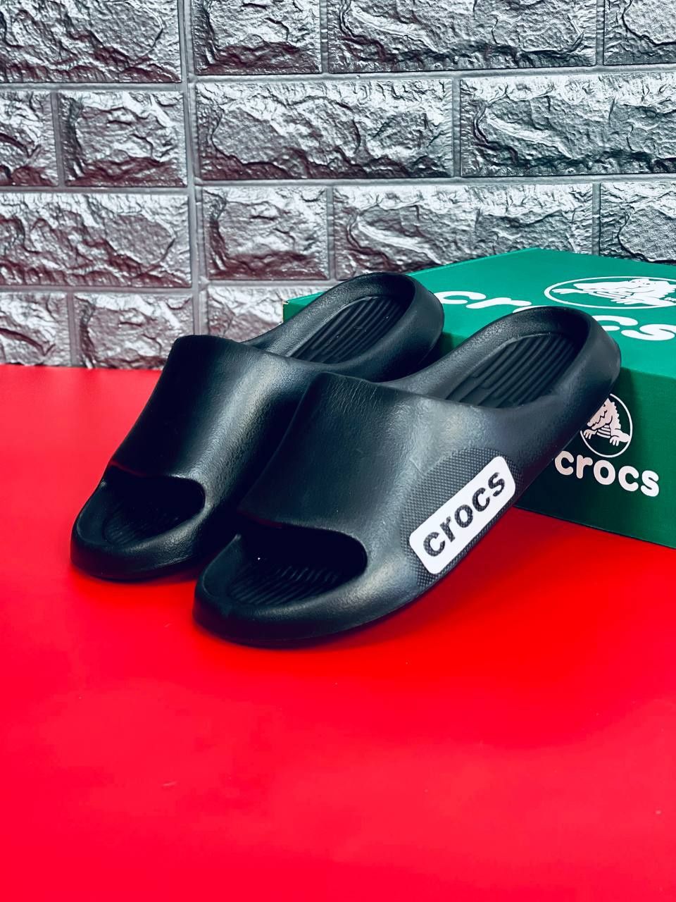 Мужские шлепанцы crocs чёрные тапочки крокс