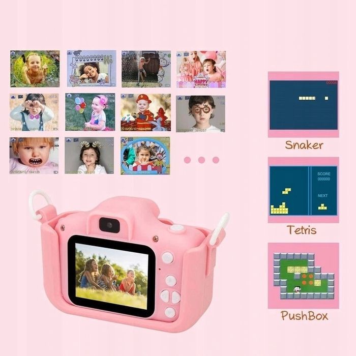 Aparat Cyfrowy Dla Dzieci Kamera 40Mpx + Karta 32Gb - Różowy
