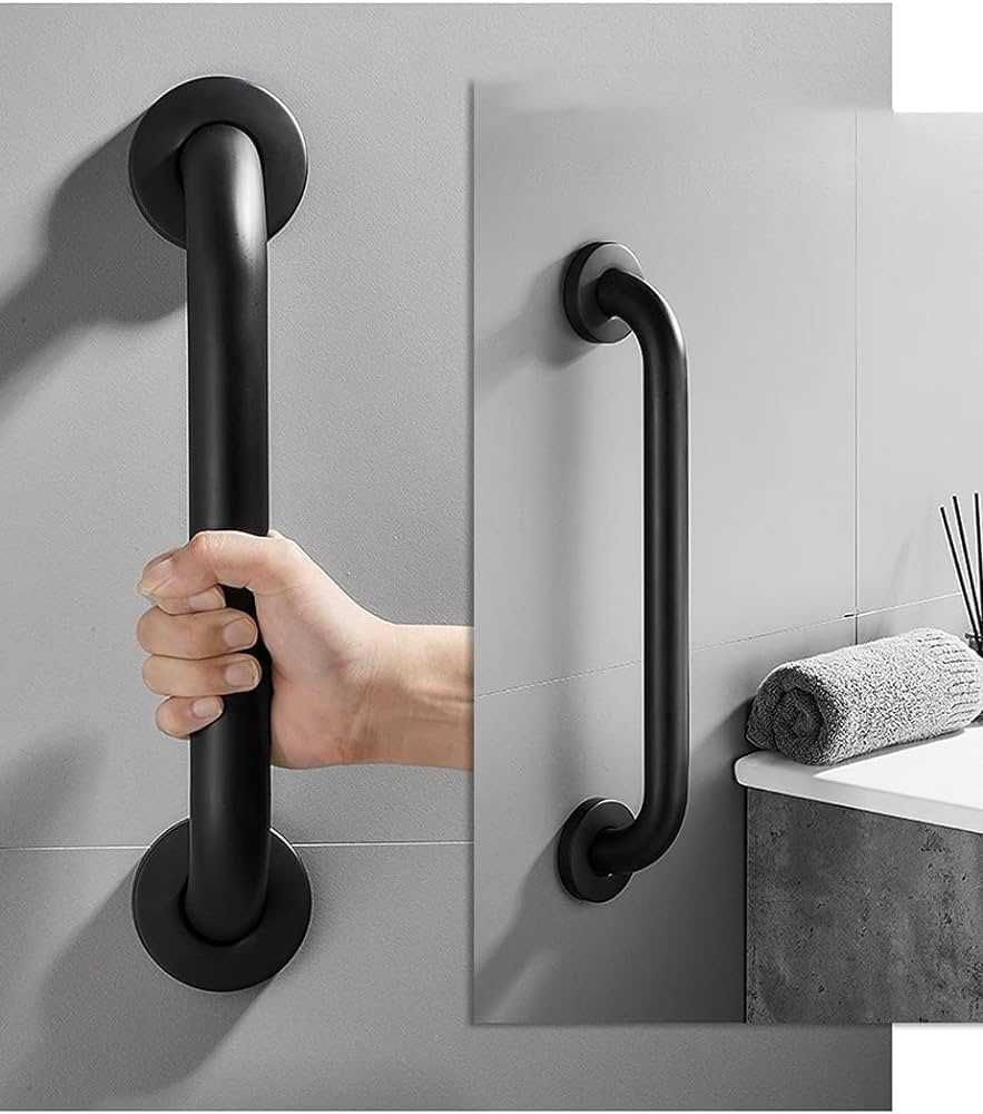Uchwyt łazienkowy prosty poręcz pod prysznic do wanny czarny 30cm