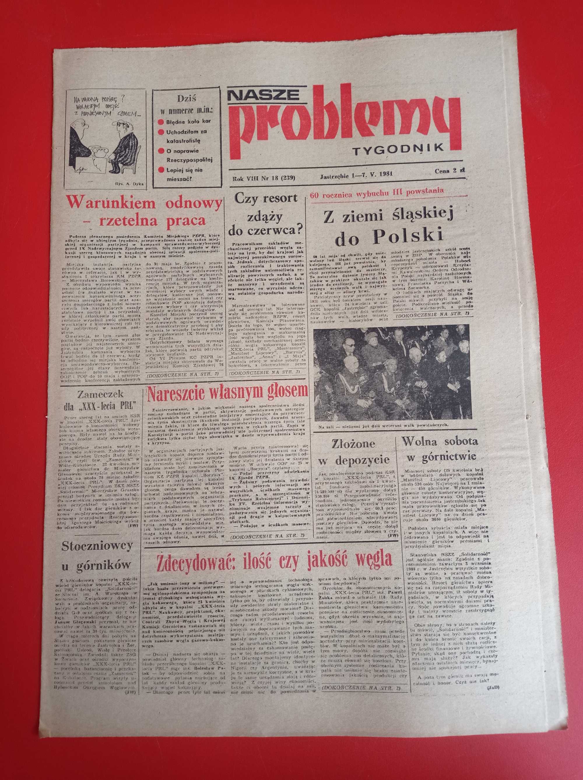 Nasze problemy, Jastrzębie, nr 18, 1-7 maja 1981