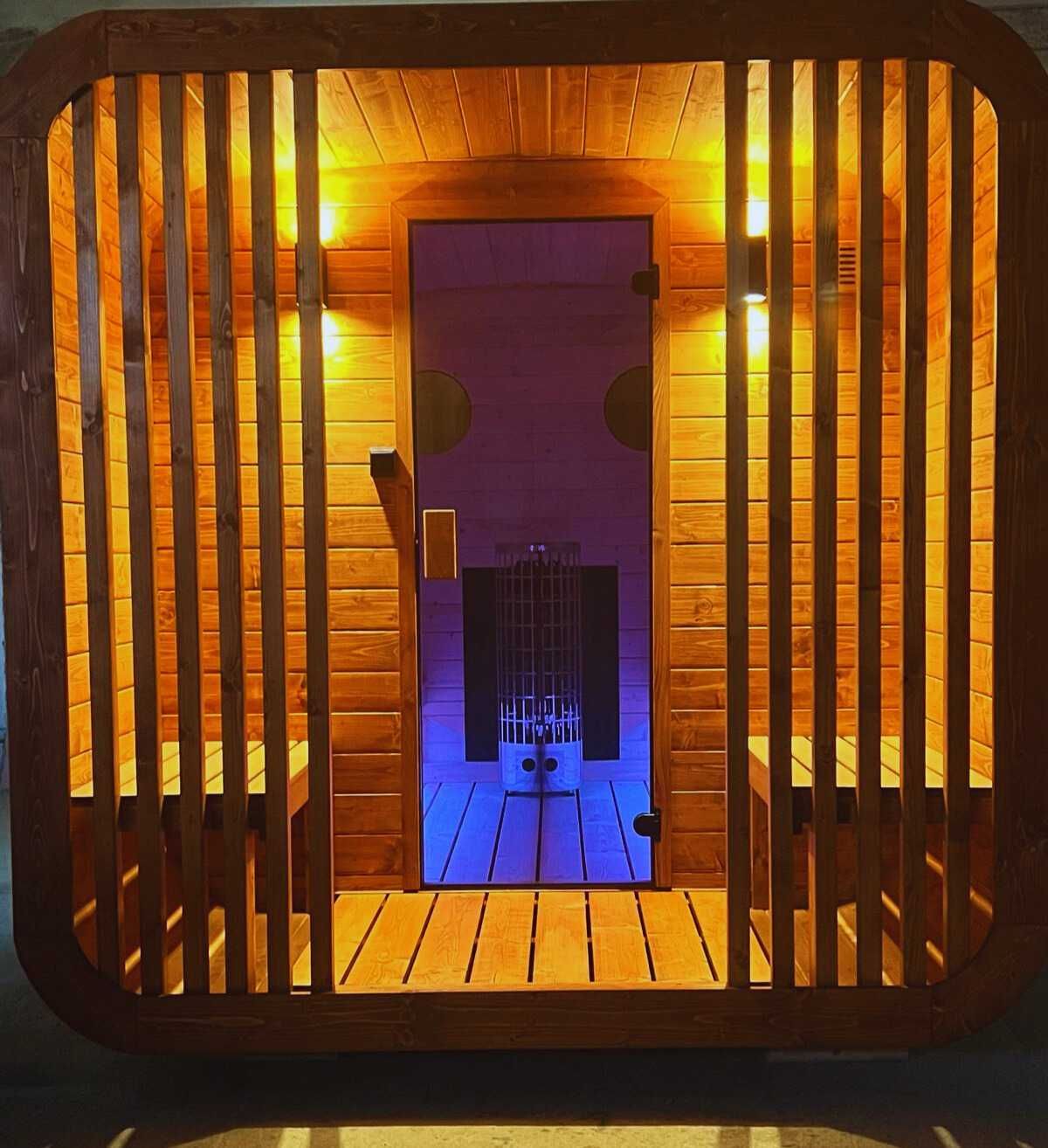 SAUNA - z otwartym przedsionkiem i lamelami. Polski producent!