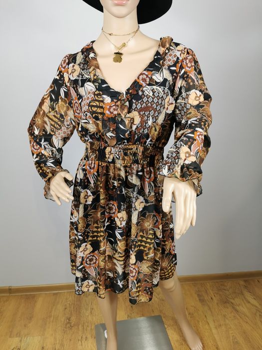 Sukienka szyfonowa z gumką w pasie