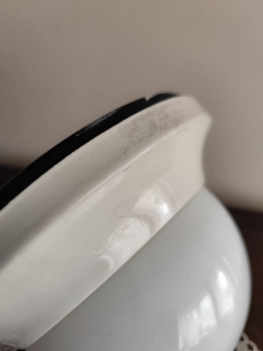 Lampa sufitowa kinkiet UFO z mlecznym szklanym kloszem biała retro PRL