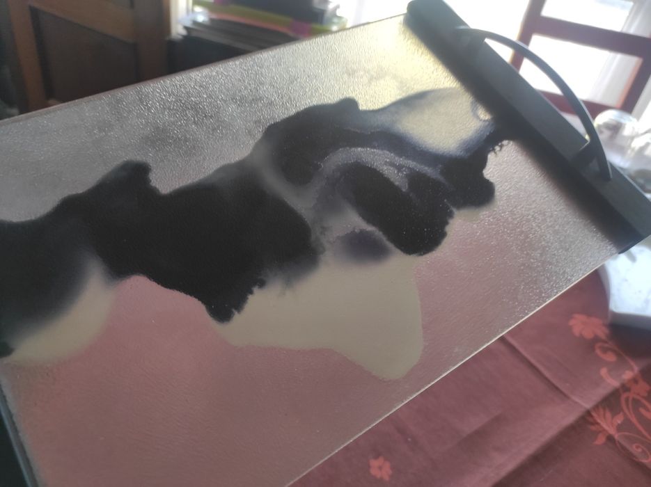Tabuleiro pintado à mão de vidro