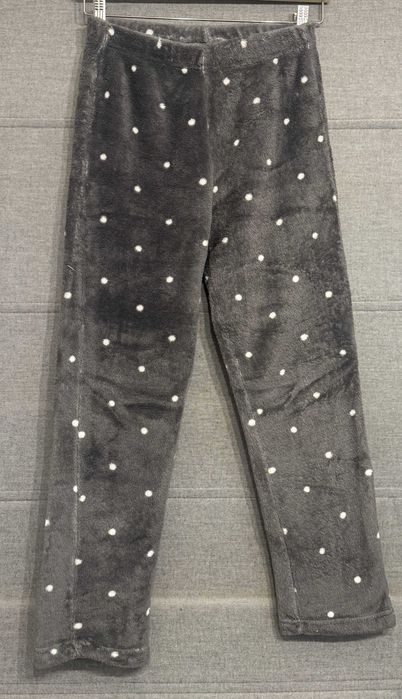 Dziewczęce ocieplane szare w kropki spodnie piżamowe ZARA rozmiar 152