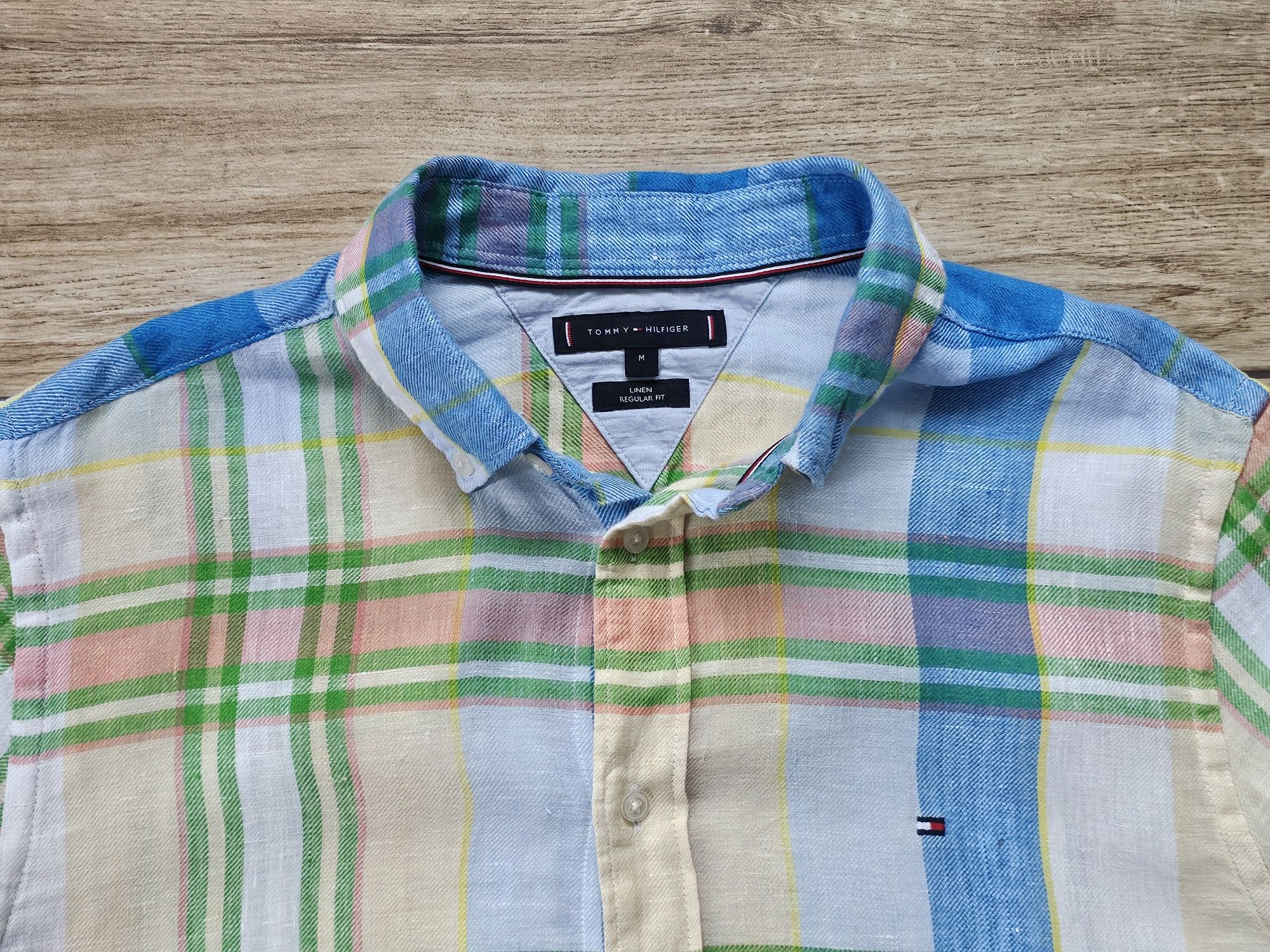 koszula TOMMY HILFIGER lniana meska 100% len r. L M -  jak NOWA