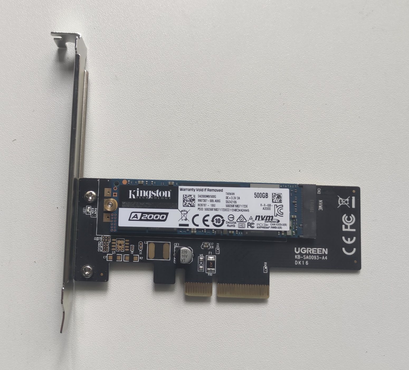 SSD 500GB NVME + adaptador PCIe