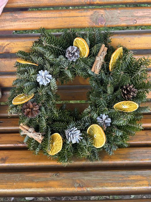 Новорічний  оберіг, вінок з натуральноі смереки