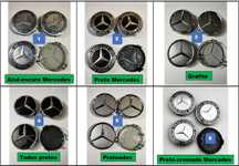 4 centros de jantes 75mm Mercedes Azul, Preto, Prateado Etc.