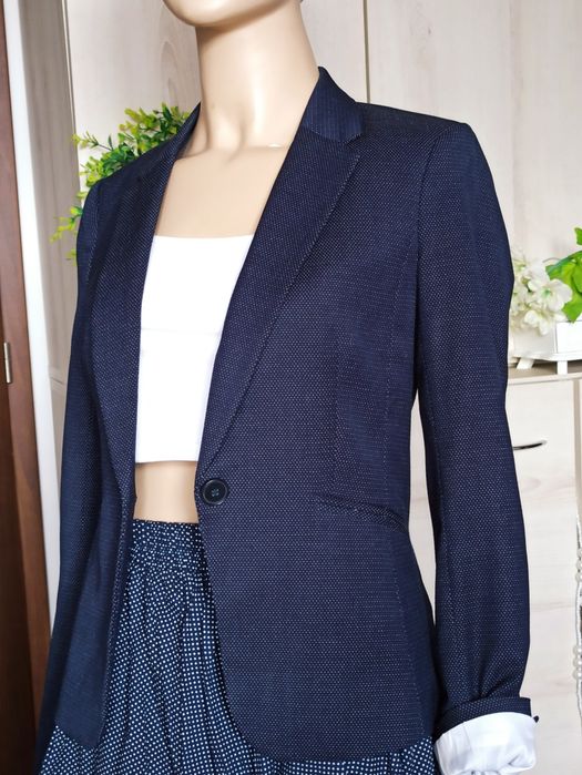 Sg Piękny elegancki żakiet 34 , XS granatowa marynarka damska 34 , XS