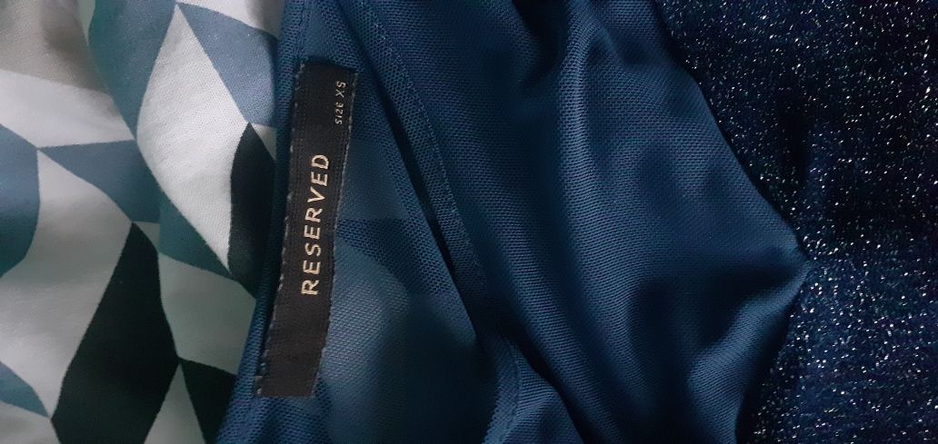 Granatowy komplet xs s bluzka z baskinka spodnica olowkowa