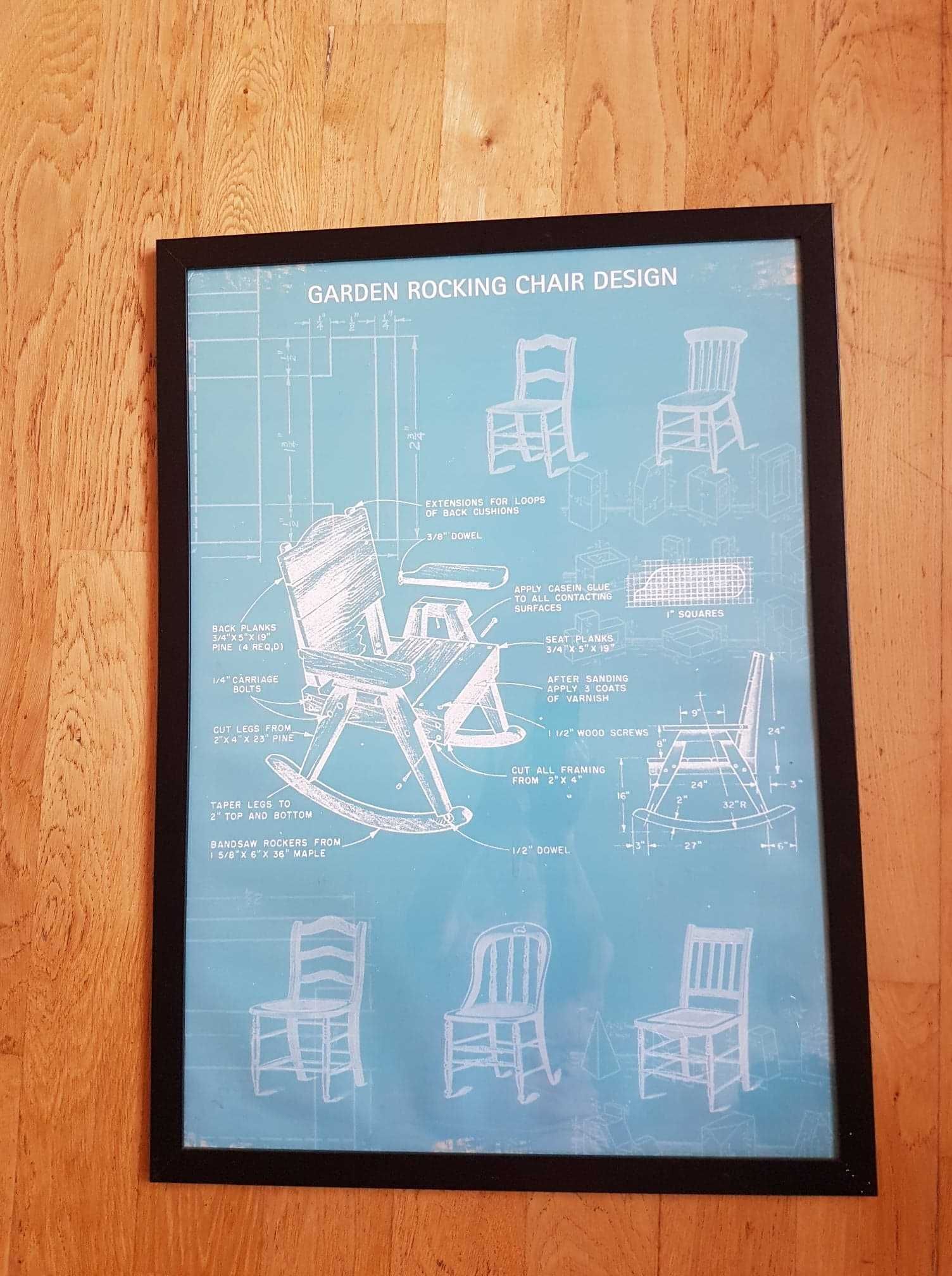Obraz - Plakat KULTOWY IKEA "Garden Rocking Chair Design" RAMA 54X74
