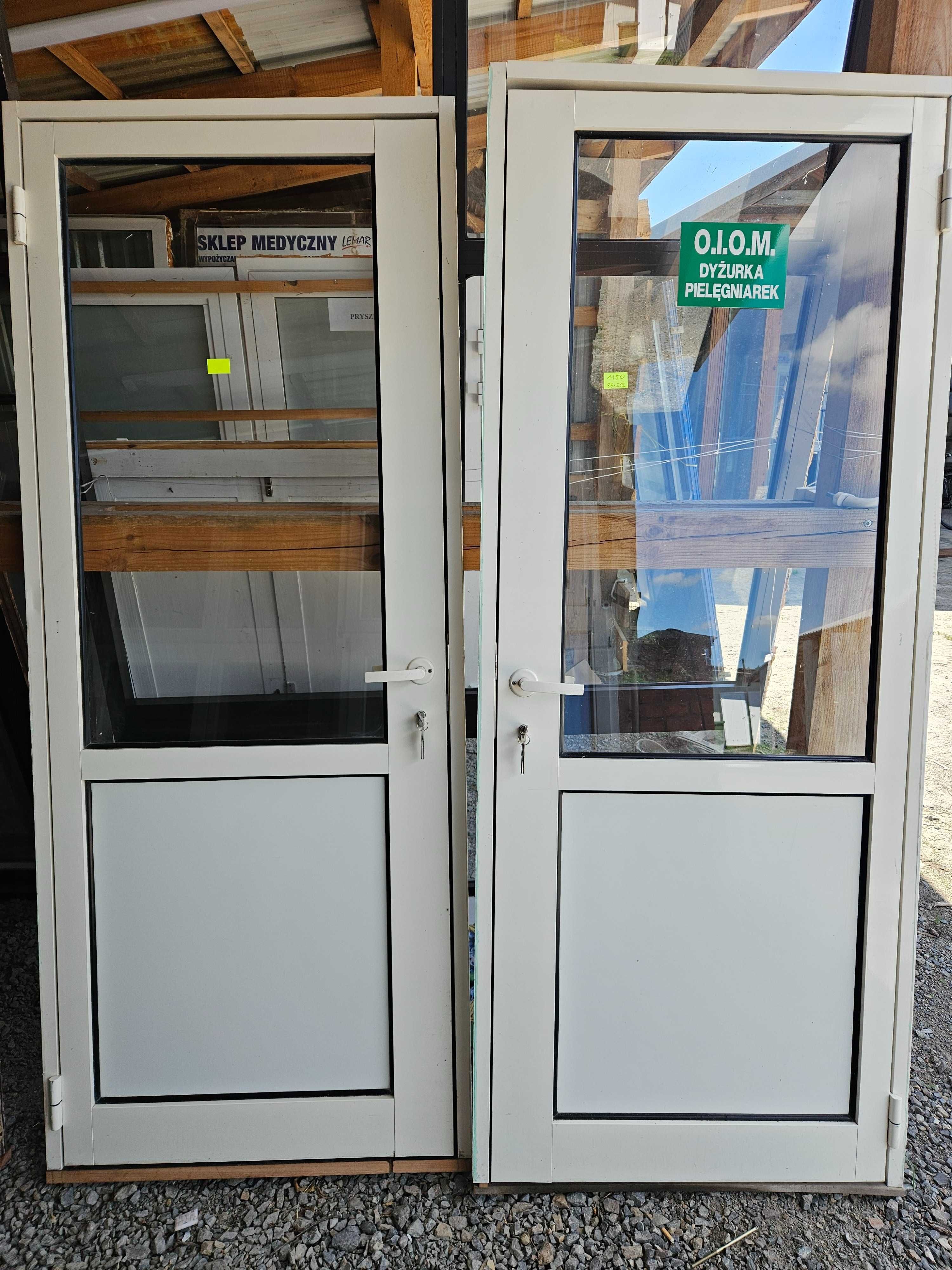 DRZWI Zewnętrzne Aluminiowe Wejściowe Przeszklone 87x212cm 2 sztuki