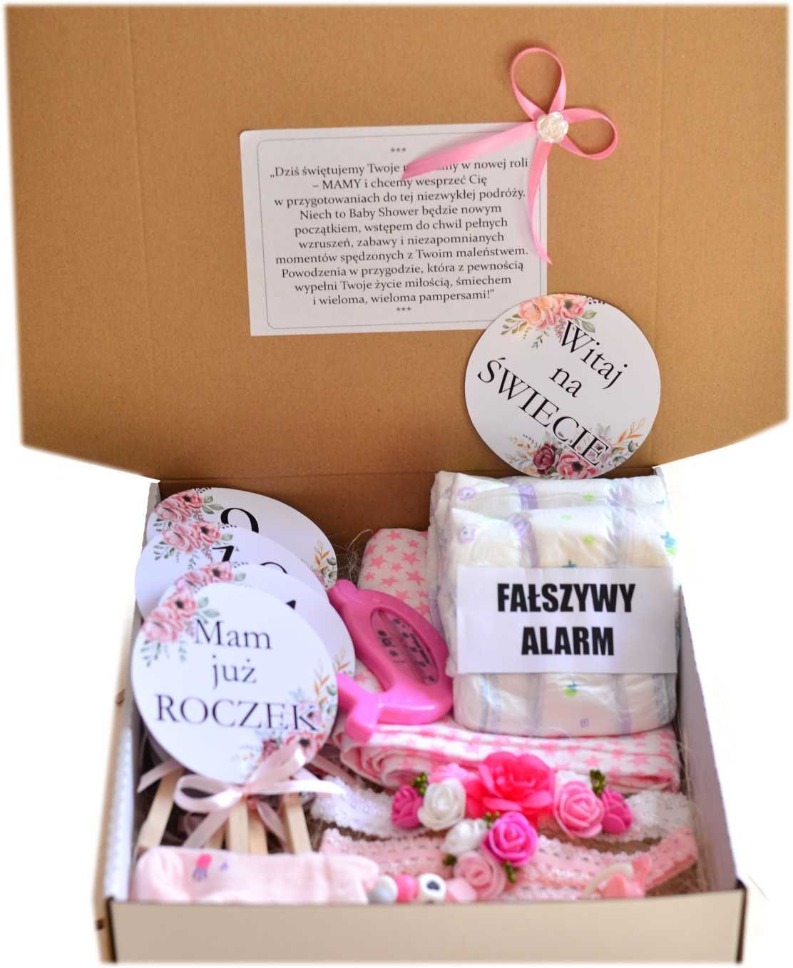 DUŻY zestaw na Baby Shower dla dzidziusia z życzeniami dla MAMY