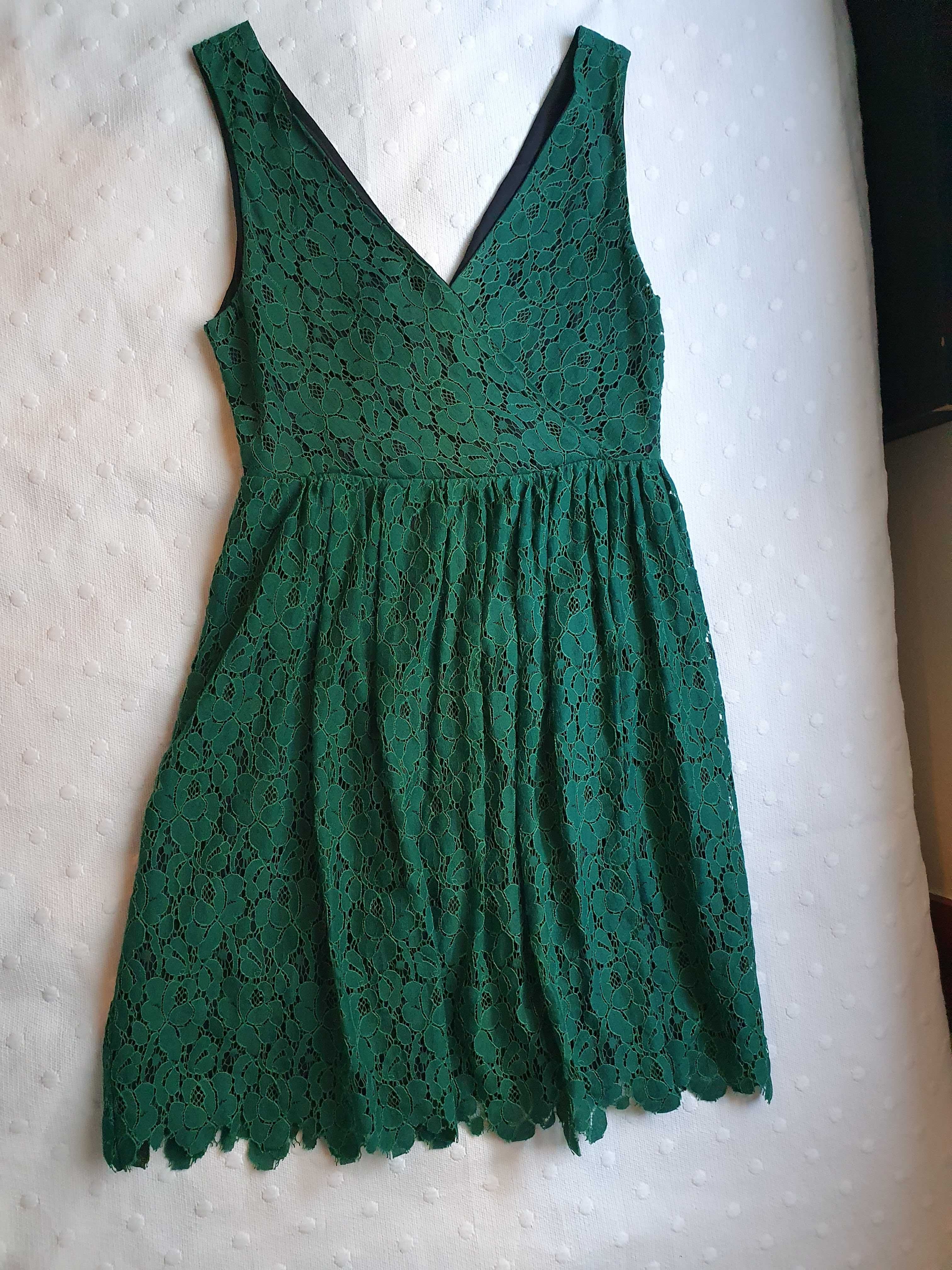Vestido verde de renda Zara