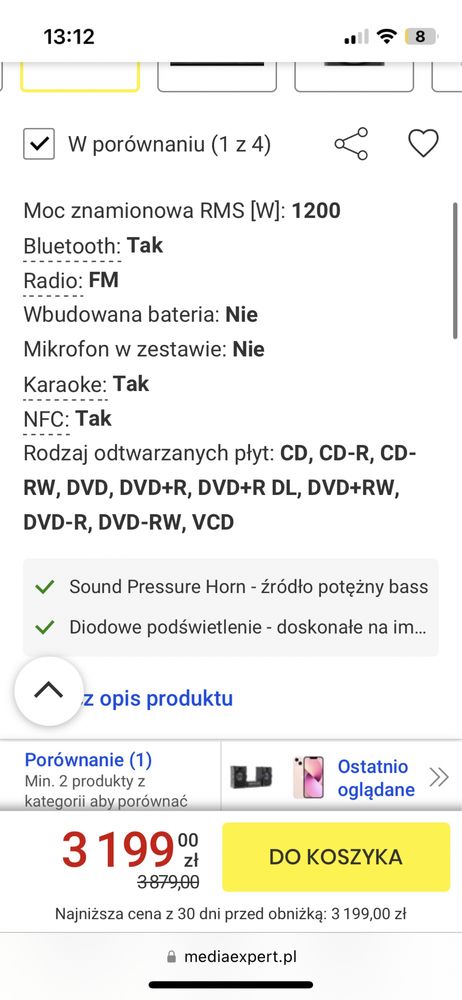 Audio Sony Shake X30D Bluetooth nfc kareoke bass głośniki djka